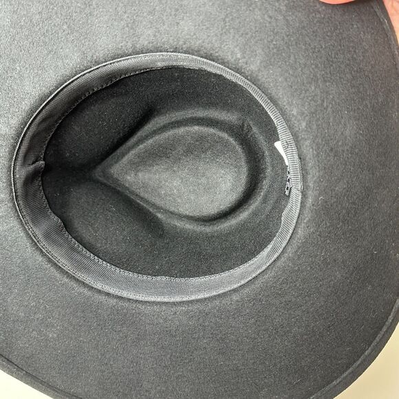 NWOT Sturdy Black Teardrop Round Wide Brim Wool Fedora Unisex - Picture 4 of 15